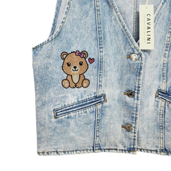 Cavalini Denim Vest With Costume Bear Size Small - Picture 7 of 9